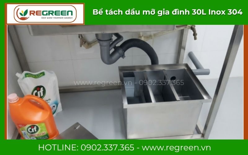 Thiết bị bể tách dầu mỡ gia đình 30L bảo vệ đường ống nhà bếp