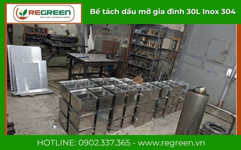 Báo giá tại xưởng tận gốc bể tách dầu mỡ gia đình 30L Regreen