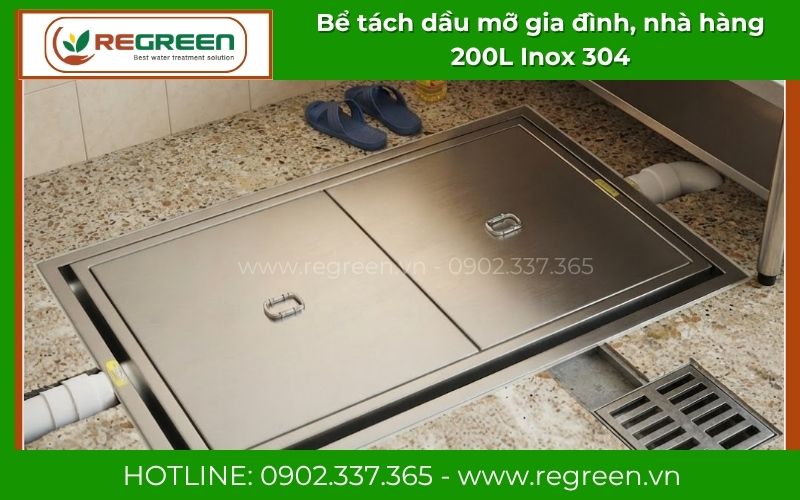 Bể tách dầu mỡ 200L dùng cho bếp ăn công nghiệp