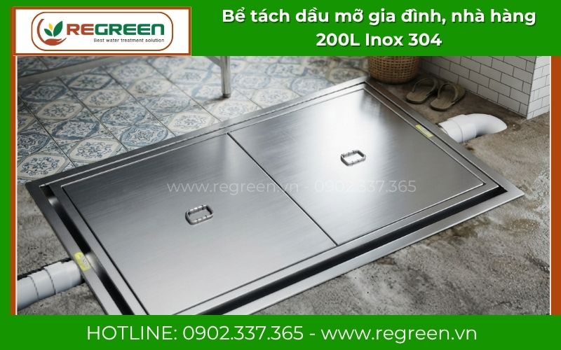 Thi công lắp đặt bể tách dầu mỡ 200L âm sàn bê tông