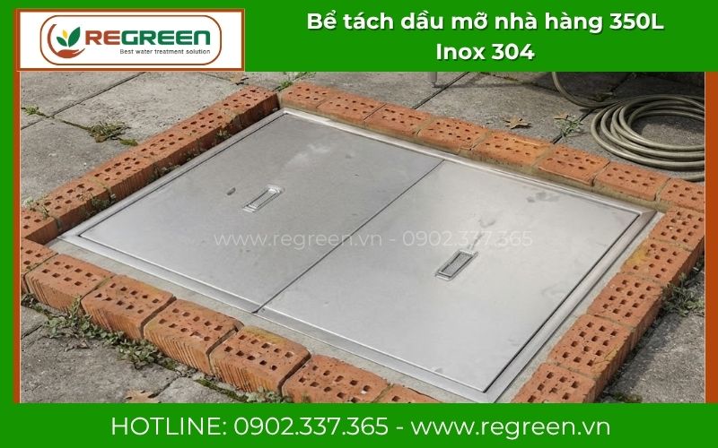 Thi công chôn âm sàn bể tách dầu mỡ 350L cho nhà hàng