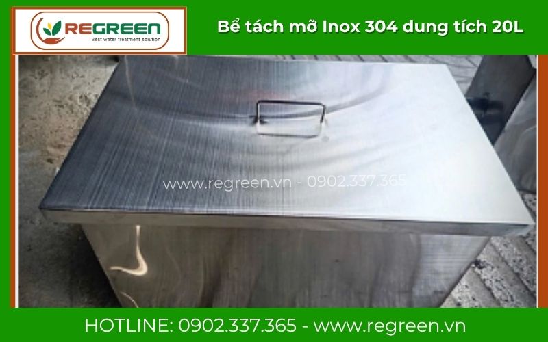 Bể tách mỡ gia đình 20L Inox 304 chính hãng Regreen