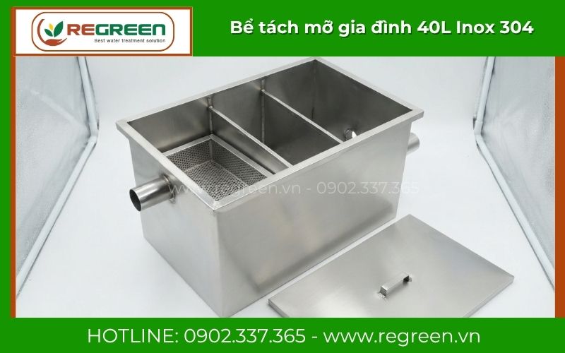 Bể tách mỡ gia đình 40L phù hợp gia đình 3 đến 4 người