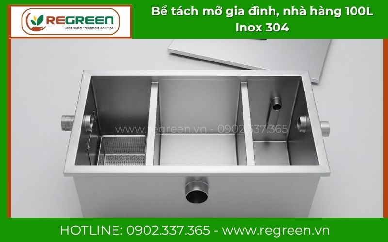 Báo giá tại xưởng bể tách mỡ 100L Inox 304 giá tốt nhất