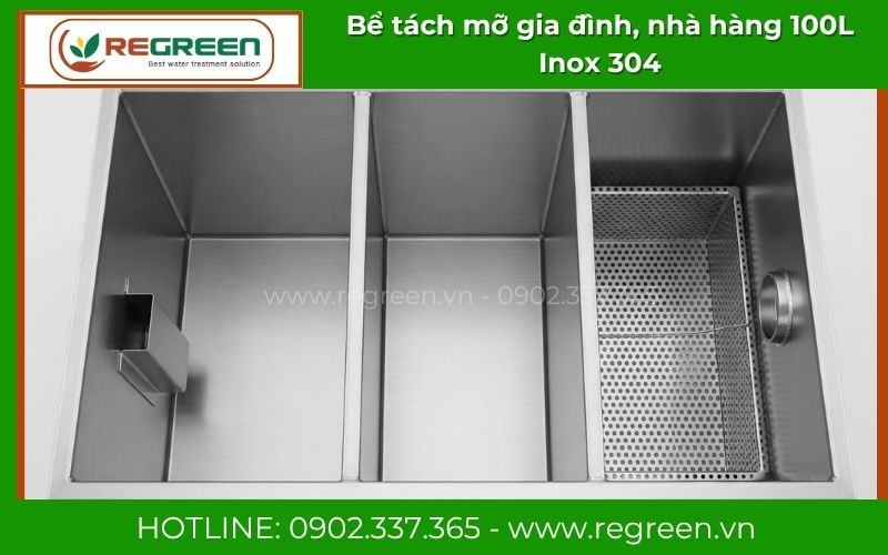 Cấu tạo 3 ngăn lọc thông minh bên trong bể tách mỡ 100L