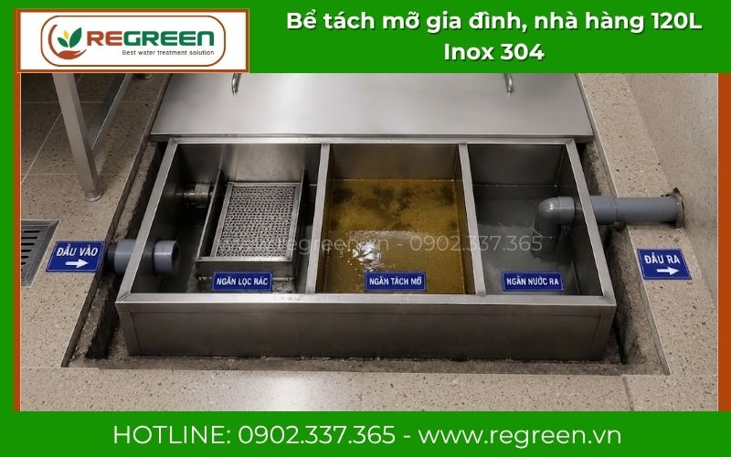 Thi công lắp đặt bể tách mỡ 120L âm sàn nhà bếp