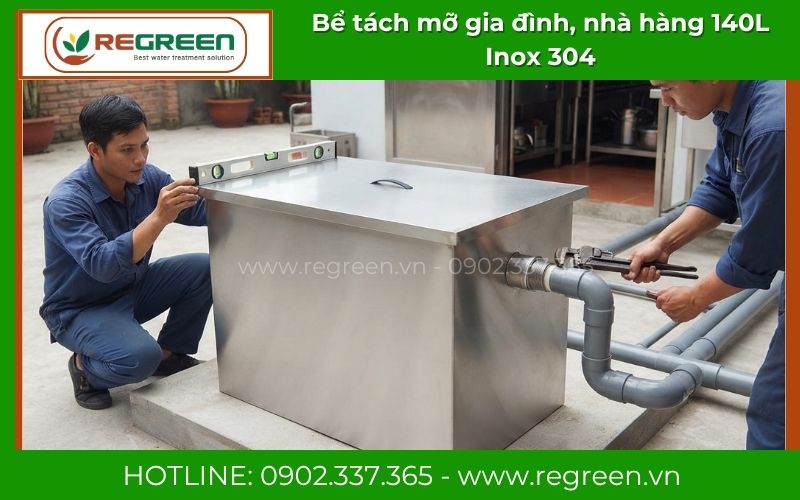 Bể tách mỡ 140L xử lý dầu mỡ cho khu bếp quán ăn