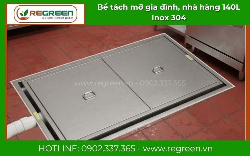 Bể tách mỡ 140L Inox 304 lắp đặt cho nhà hàng hải sản