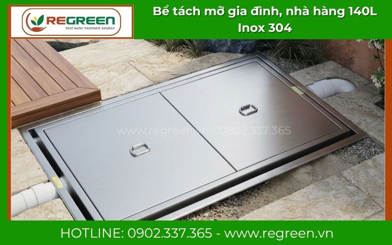Bể tách mỡ 140L xử lý nước thải bếp ăn tập thể trường học