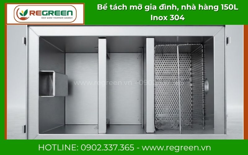 Bể tách mỡ 150L chuẩn Inox 304 chống rỉ sét