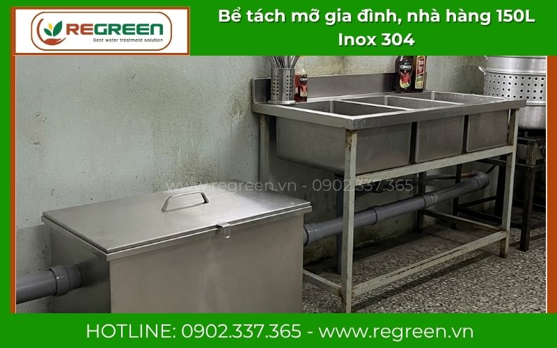 Mẫu bể tách mỡ 150L cao cấp cho nhà hàng 100 đến 150 suất ăn