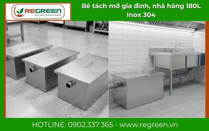 Lắp đặt bể tách mỡ 180L đặt nổi dưới chậu rửa đôi