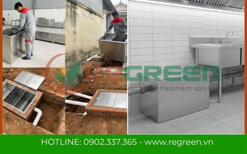 Bể tách mỡ Inox cho nhà hàng quán ăn công suất lớn
