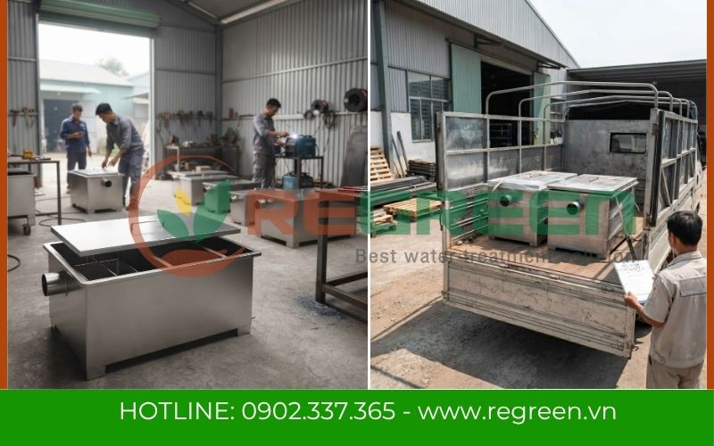 Báo giá bể tách mỡ Inox 304 giá xưởng tại Regreen