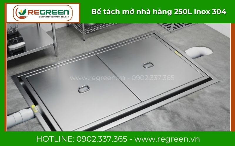 Thi công đặt bể tách mỡ nhà hàng 250L chôn âm dưới sàn bê tông