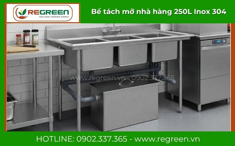 Lắp ráp hoàn thiện bể tách mỡ nhà hàng 250L cho quán nướng lẩu