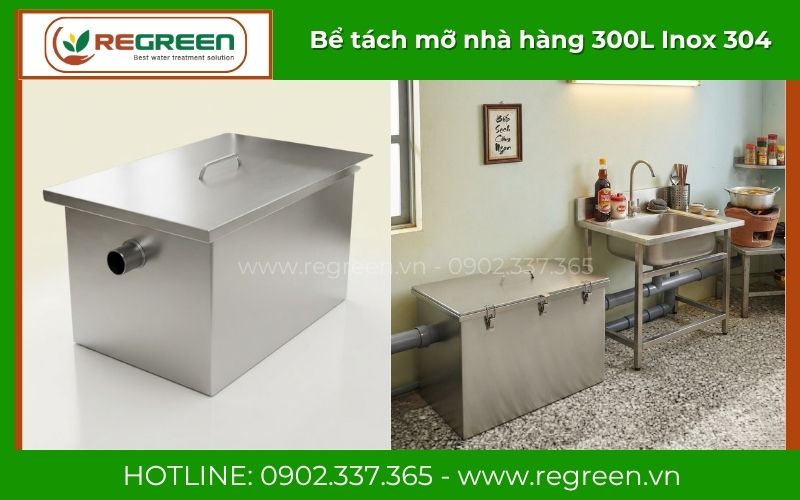 Bể tách mỡ nhà hàng 300L Inox 304 chính hãng Regreen