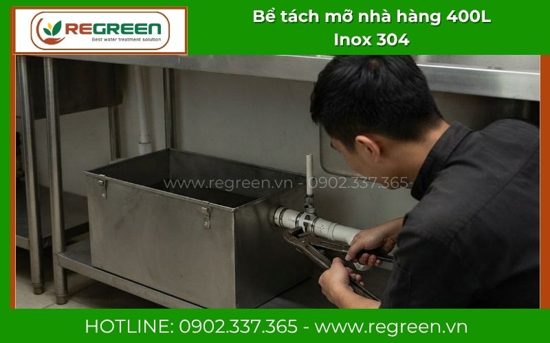 Lắp đặt đặt nổi bể tách mỡ 400L tiện lợi cho việc bảo dưỡng