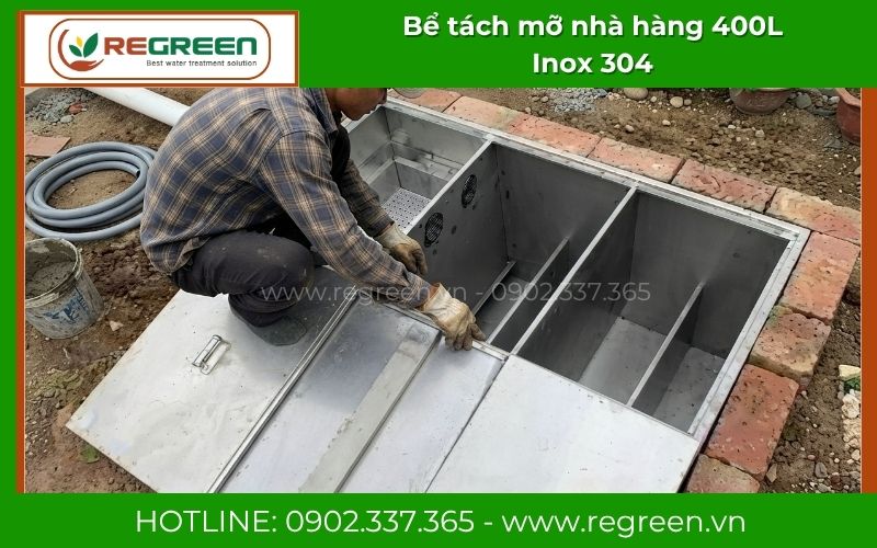 Thi công lắp đặt âm sàn bể tách mỡ 400L tiết kiệm diện tích