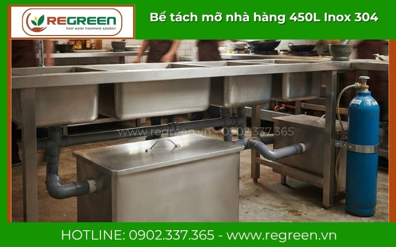 Đấu nối đường ống thoát nước vào bể tách mỡ nhà hàng 450L