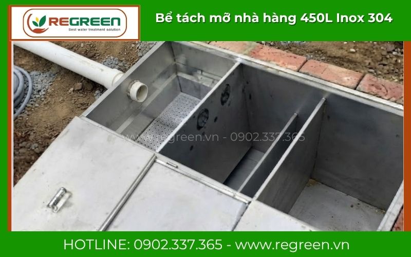 Thi công chôn ngầm bể tách mỡ nhà hàng 450L âm sàn nhà bếp