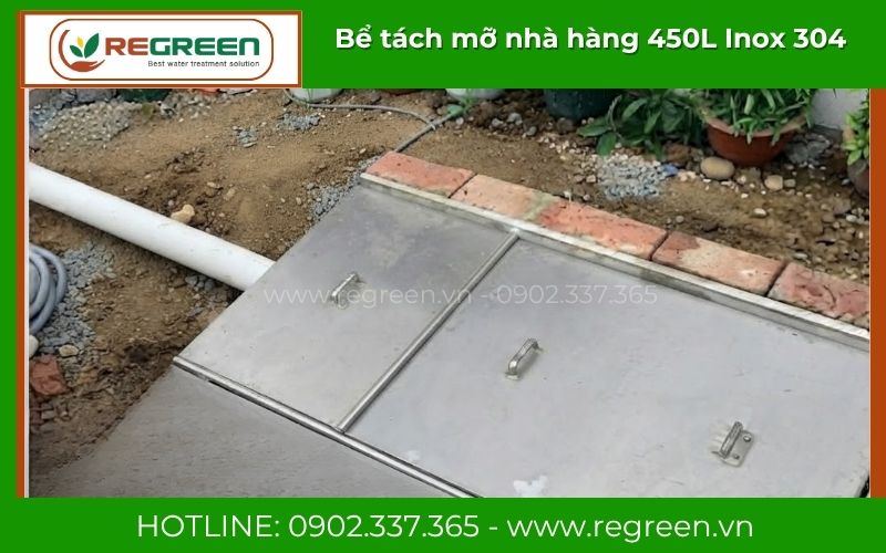 Bể tách mỡ nhà hàng 450L kết nối hệ thống xả thải bếp ăn
