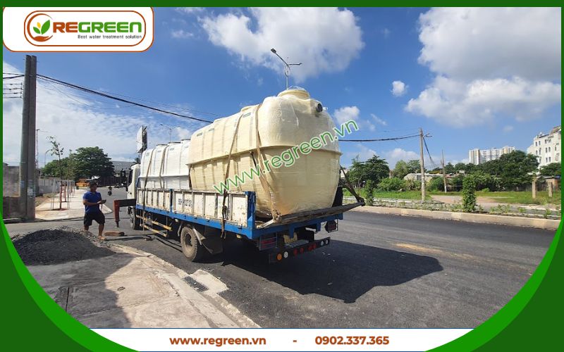Vận chuyển bể tự hoại composite 10m3 giao nhanh.