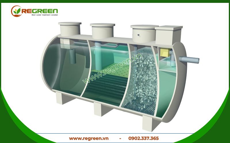 Cấu tạo các ngăn bể tự hoại composite 5m3