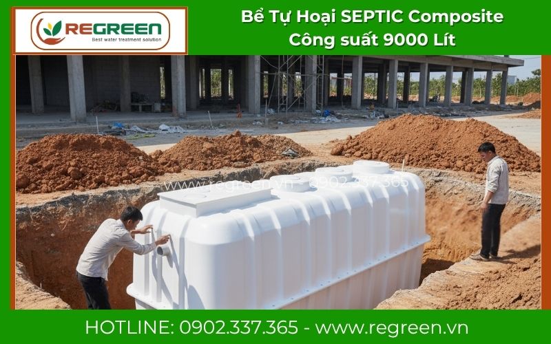 Bể tự hoại Composite 9m3 lắp đặt cho chung cư mini