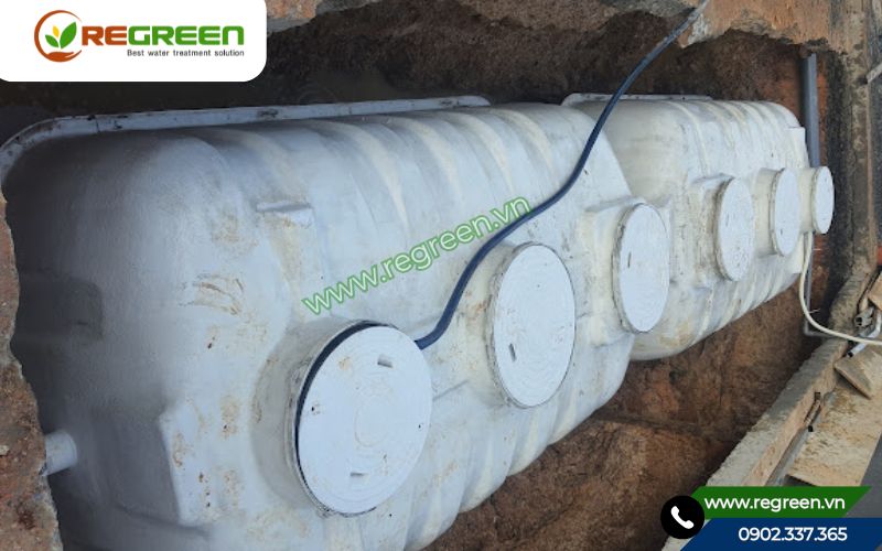 Công trình thực tế về cách đặt ống bể phốt 3 ngăn.