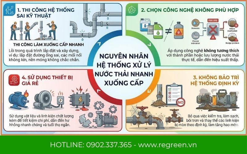 Nguyên nhân hệ thống xử lý nước thải 5m3 nhanh xuống cấp