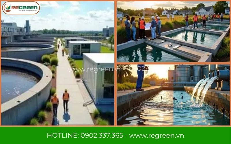 Kỹ sư Regreen khảo sát hệ thống xử lý nước thải tập trung