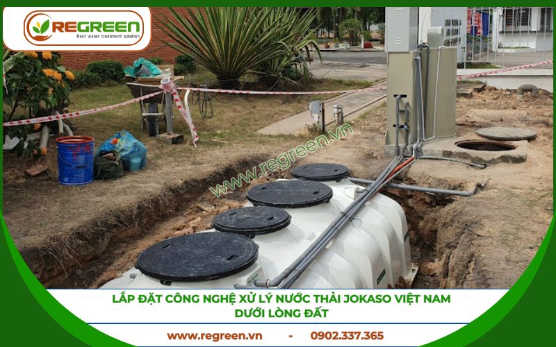 Lắp đặt công nghệ xử lý nước thải Jokaso Việt Nam dưới lòng đất.