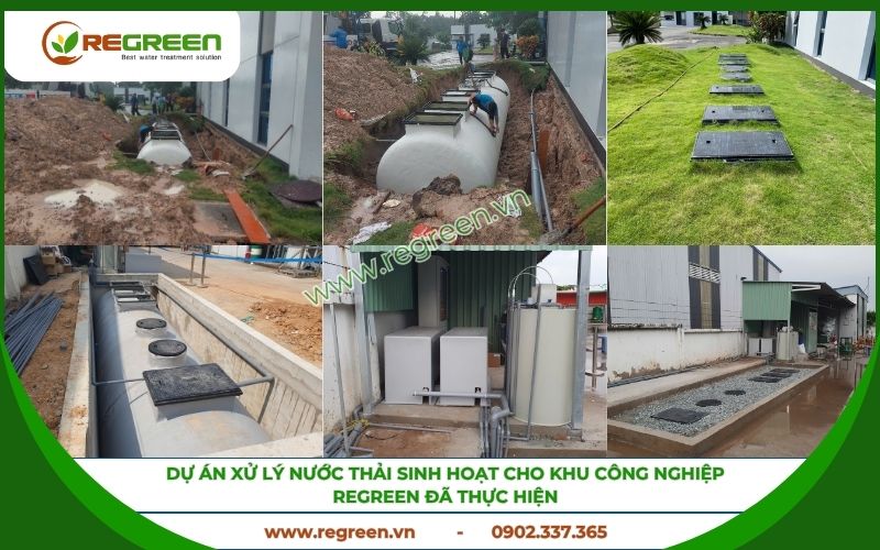 Các dự án xử lý nước thải sinh hoạt cho khu công nghiệp do Regreen Việt Nam thực hiện.