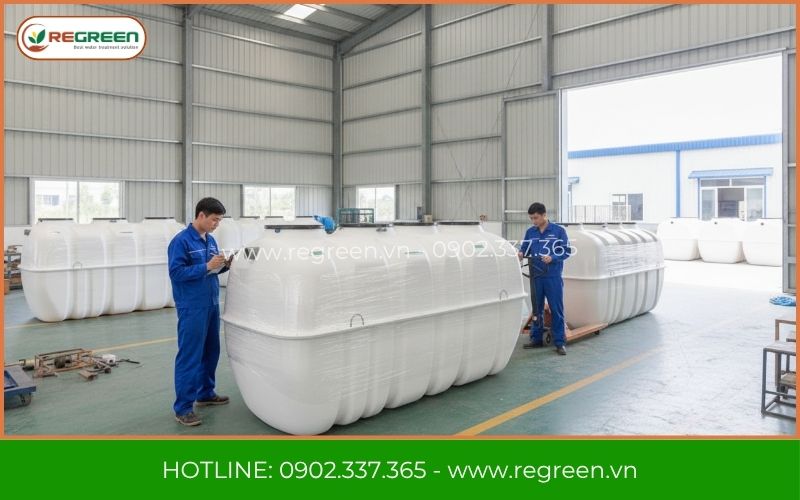 Xưởng sản xuất bồn xử lý nước thải sinh hoạt gia đình Regreen