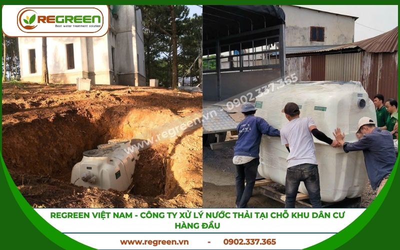 Lắp đặt thiết bị cho hệ thống xử lý nước thải tại chỗ khu dân cư.
