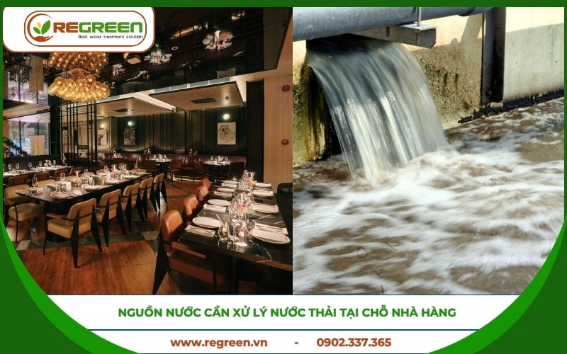 Nước thải ô nhiễm trước khi xử lý nước thải tại chỗ nhà hàng.