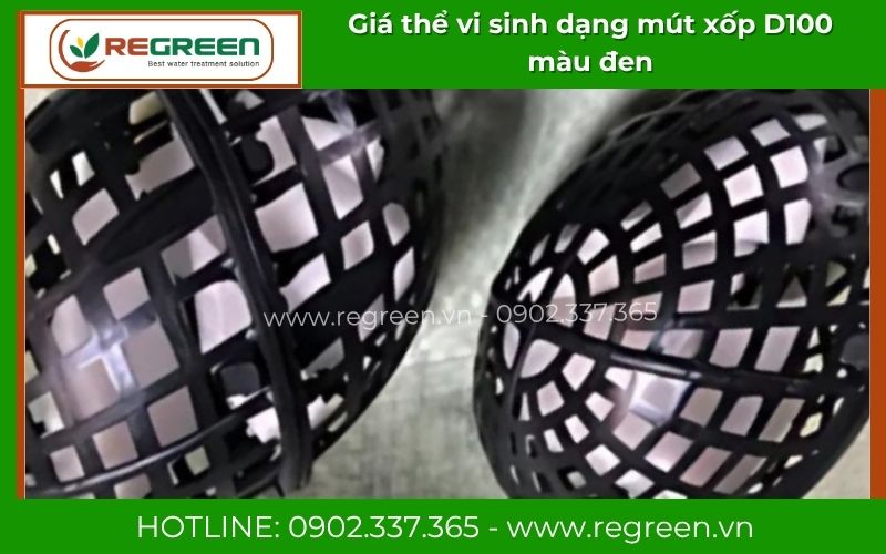 Giá thể vi sinh dạng cầu D100 mút xốp màu đen chống ăn mòn hóa chất tốt