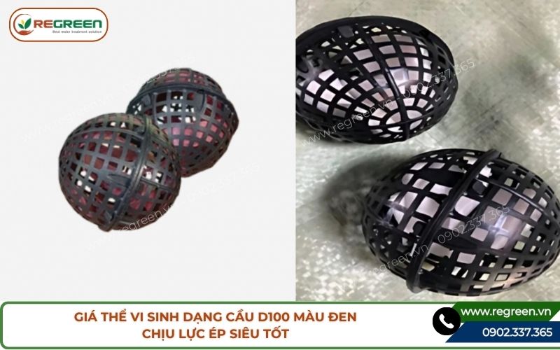 Giá thể vi sinh dạng cầu D100 màu đen chịu lực ép siêu tốt