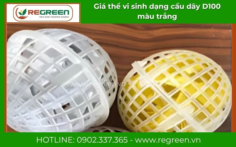 Giá thể vi sinh dạng cầu D100 loại dây màu trắng nguyên sinh