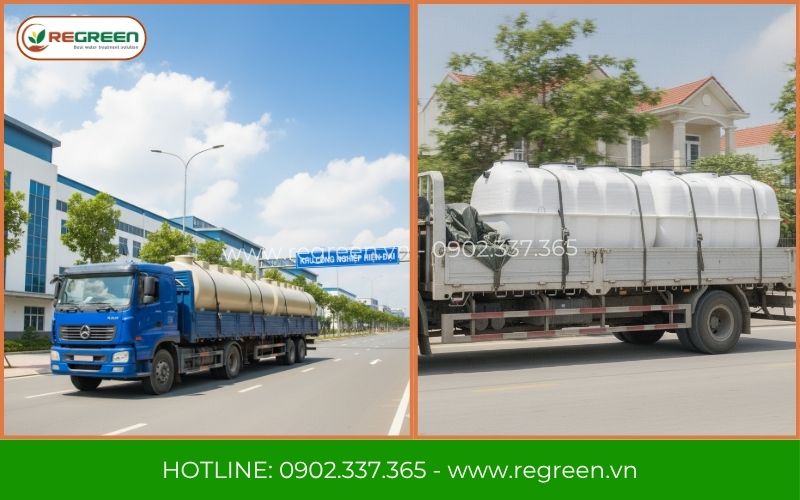 Xe tải vận chuyển hệ thống xử lý nước thải quy mô nhỏ