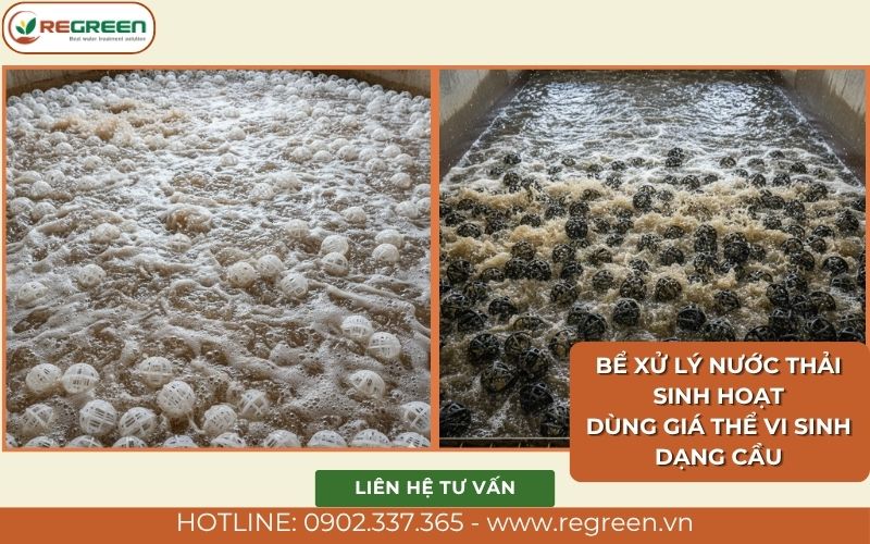 Bể xử lý nước thải sinh hoạt dùng giá thể vi sinh dạng cầu