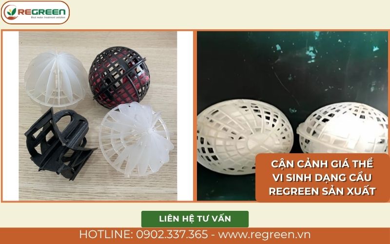 Cận cảnh giá thể vi sinh dạng cầu do Regreen sản xuất
