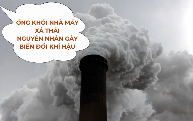 Ống khói nhà máy xả thải - nguyên nhân gây biến đổi khí hậu.