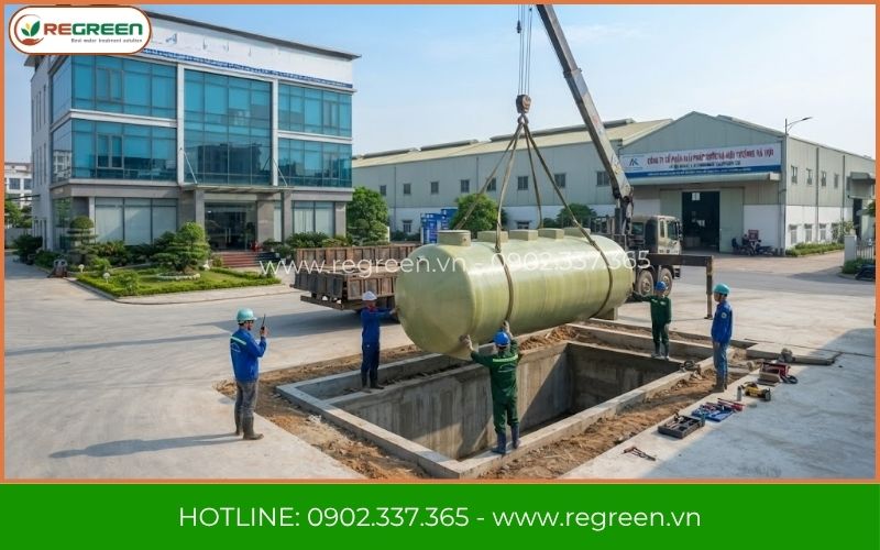 Lắp đặt cụm module xử lý nước thải Hà Nội ngoài trời.