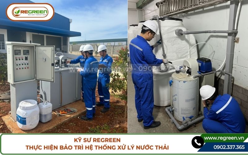 Kỹ sư Regreen thực hiện bảo trì hệ thống xử lý nước thải
