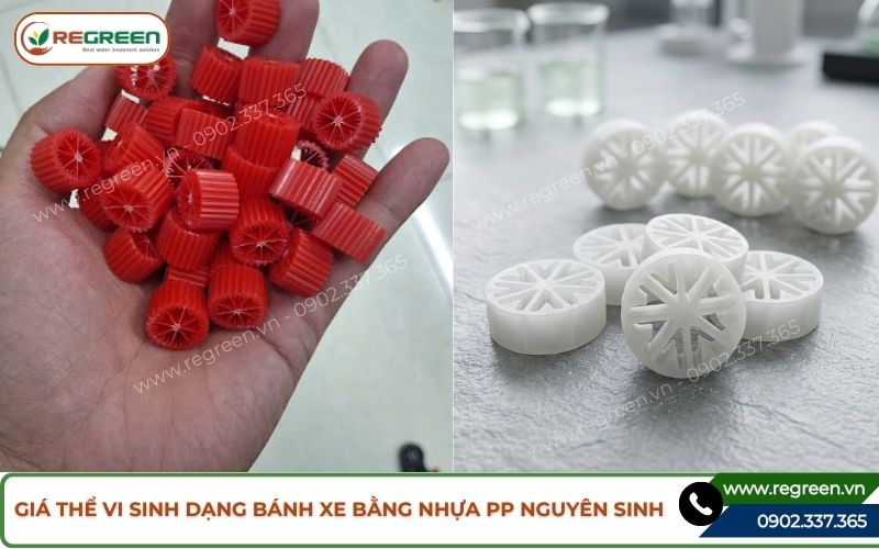 Giá thể vi sinh dạng bánh xe bằng nhựa PP nguyên sinh