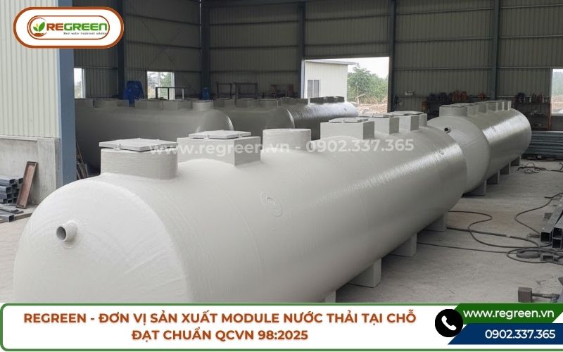 Xưởng sản xuất rộng lớn của đơn vị sản xuất module nước thải tại chỗ.