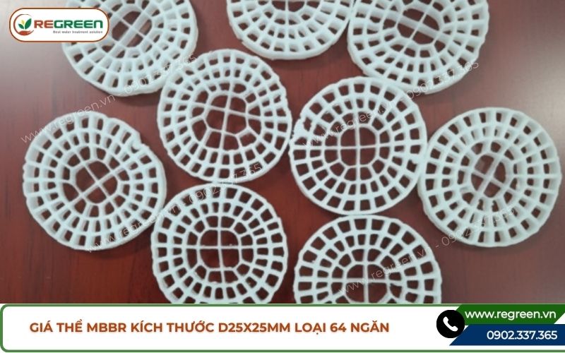 Giá thể MBBR kích thước D25x25mm loại 64 ngăn