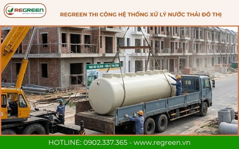 Regreen thi công hệ thống xử lý nước thải đô thị.